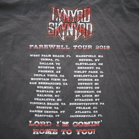 Lynyrd Skynyrd 2018 Sweet Home Alabama Farewell Tour T-Shirt Grey Men's 2XL - Picture 5 of 8